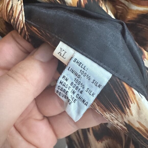 Vintage Tiger Animal Print Quilted Silk Lightweight Jacket Reversible XL - Picture 4 of 5